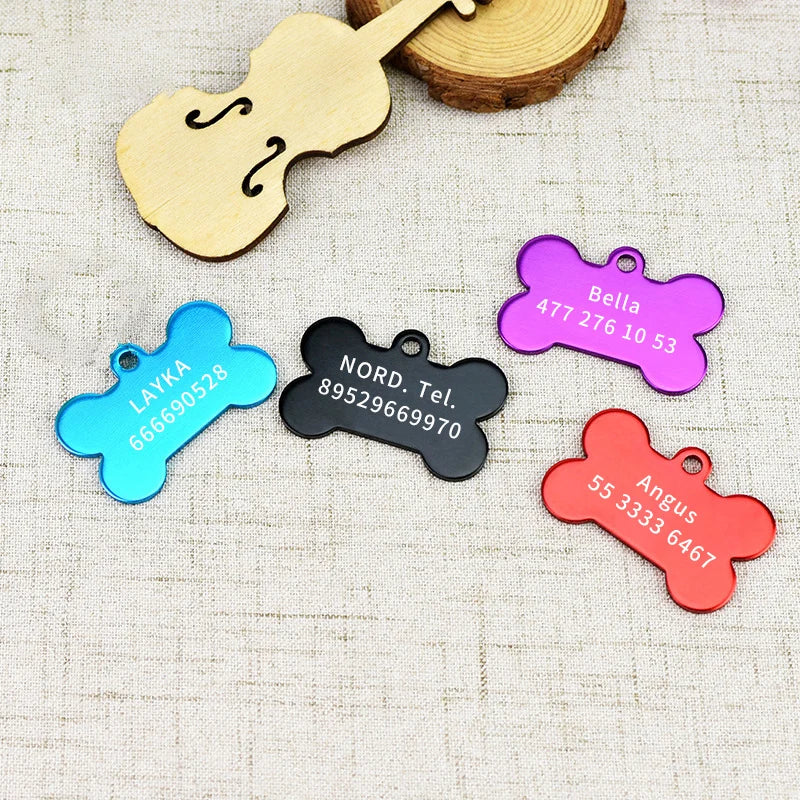 2Pcs Personalized Bone Shape ID Tags