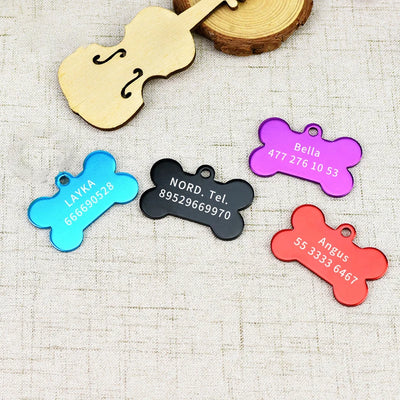 2Pcs Personalized Bone Shape ID Tags