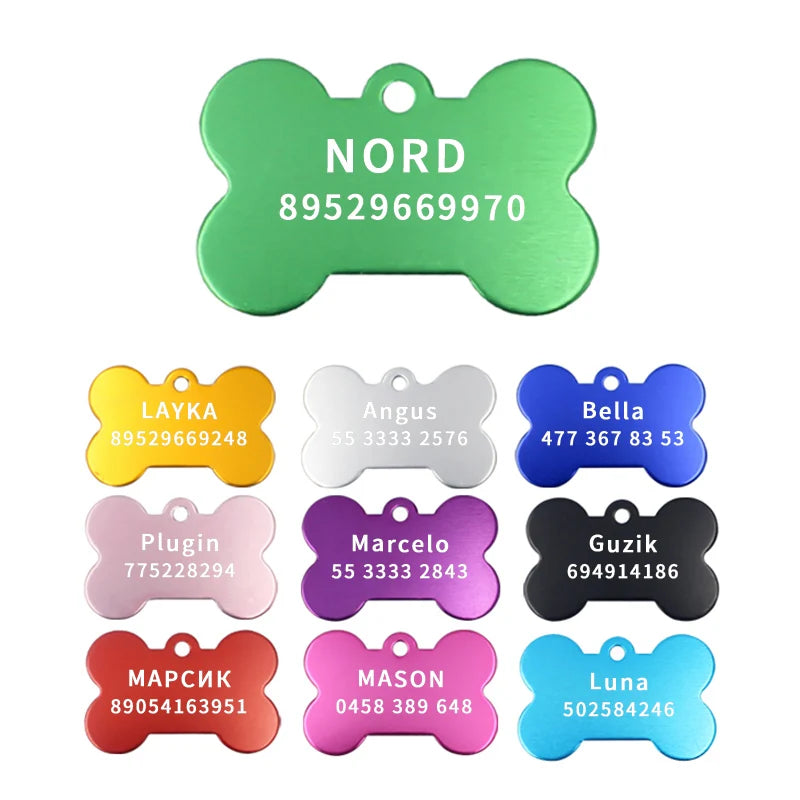 2Pcs Personalized Bone Shape ID Tags