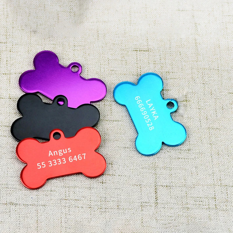 2Pcs Personalized Bone Shape ID Tags