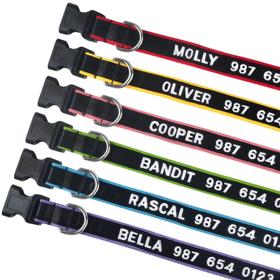 Embroidered Adjustable Nylon Dog Collars