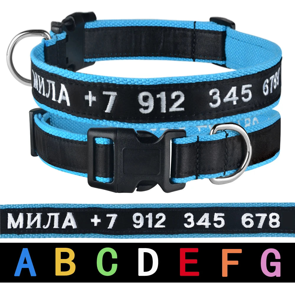 Embroidered Adjustable Nylon Dog Collars